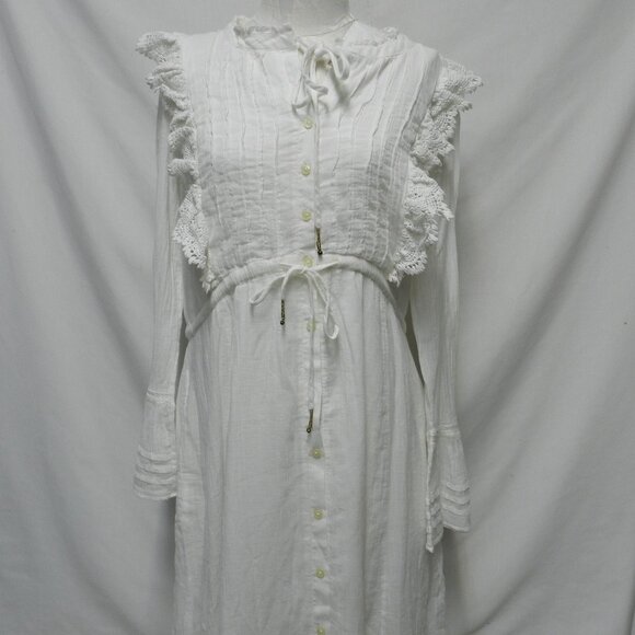 Free People Long Cotton Lace trim maxi dress Pockets NEW NWT Size Sz Small Sm S - Picture 1 of 14